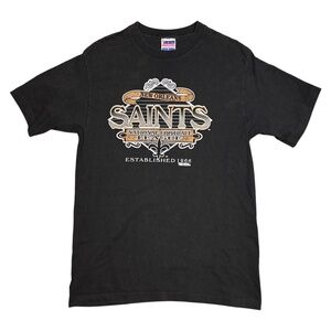 Vintage 90s New Orleans Saints Trench Made in USA Single Stitch T Shirt Mens L
